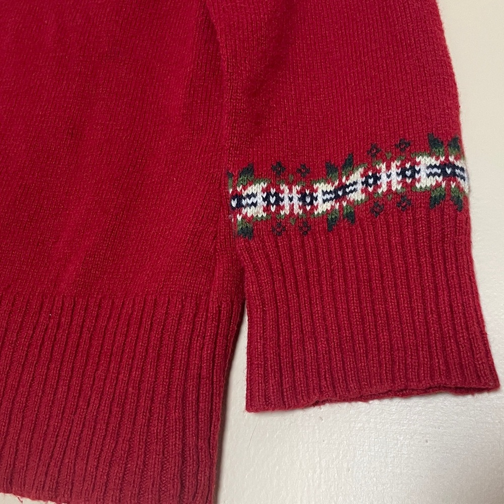 Vintage Ralph Lauren Polo Jeans Sweater Women's Large Red Fair Isle Angora Blend - Picture 7 of 10